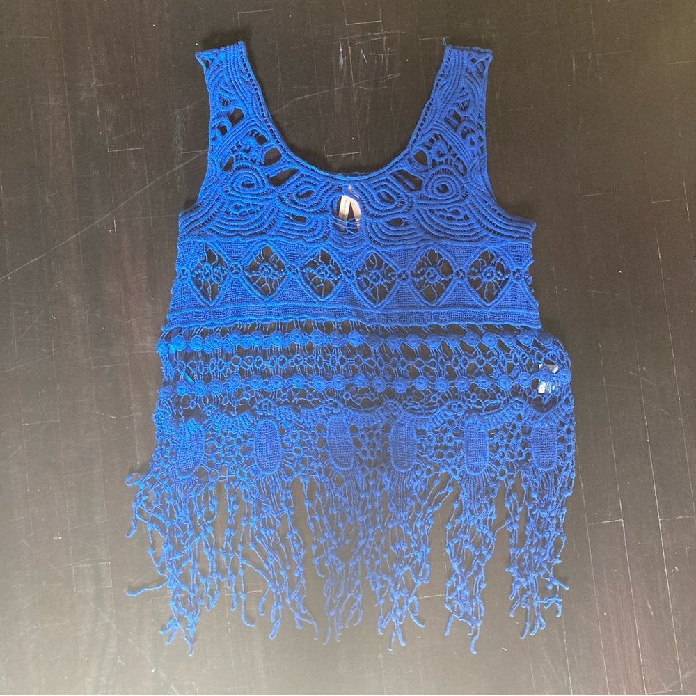 Royal blue crochet layering tank top, size small/medium